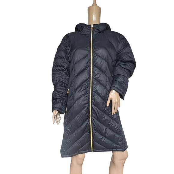 Michael Kors Packable Down Puffer Coat Black Hooded Jacket Women’s 1X Plus Size - Picture 1 of 5